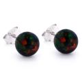 Cercei de argint cu opal negru 9mm