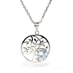 Pandantiv de argint arborele vieții cu zircon