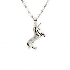 Pandantiv de argint unicorn cu zirconii