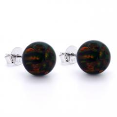 Cercei de argint cu opal negru 7mm