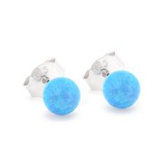 Cercei de argint cu opal albastru 5mm