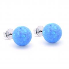 Cercei de argint cu opal albastru 9mm